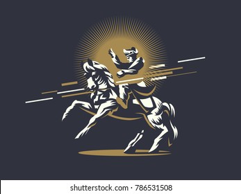 Napoleon Bonaparte on horseback. Vector illustration.