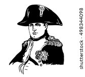 Napoleon Bonaparte.Black and white hand drawn portrait. Vector illustration isolated on white background.