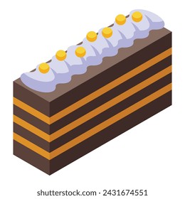 Napoleon cake cream icon isometric vector. Sweet chocolate. Menu dessert