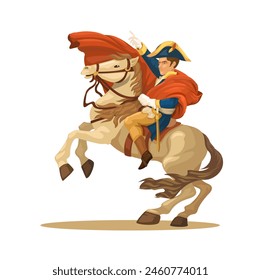 Napoleon Ride Pferd Cartoon Illustration Vektorgrafik