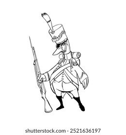 Napoleon Soldier duck cartoon illustration hand drawn style