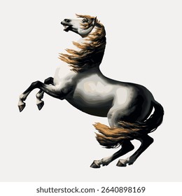 Napoleon's white horse illustration, vintage vector element.