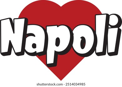 napoli city text design with red heart typographic icon design suitable for touristic promotion