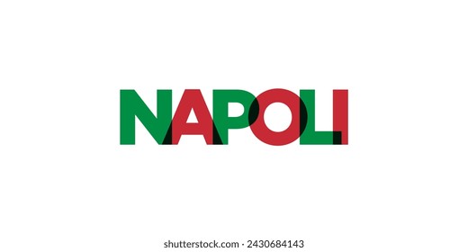 Napoli in the Italia emblem for print and web. Design features geometric style, vector illustration with bold typography in modern font. Graphic slogan lettering isolated on white background.