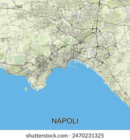 Nápoles, Italia mapa poster art