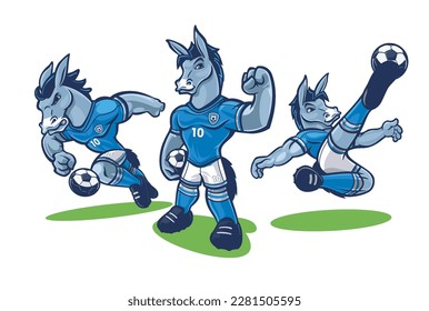 Napoli soccer team mascot set vector