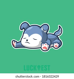 Napping Wolf flat cartoon style icon vector illustration logo template for many purpose.