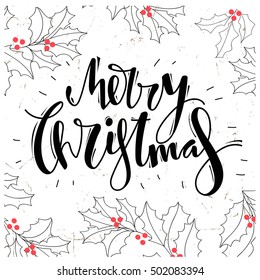Nappy new year Lettering Design. 2017. Vintage Christmas Background With Typography. Hand drawn  letters on Christmas ball.