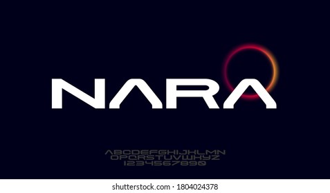 Nara, a bold modern sans serif typeface alphabet font. vector illustration design