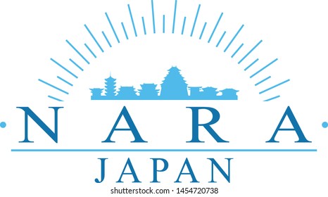 Nara Japan . Banner Design. City Skyline. Silhouette Vector. Famous Monuments.