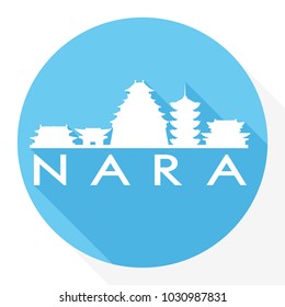 Nara Japan Flat Icon Skyline Silhouette Design City Vector Art Logo.