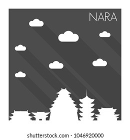 Nara Japan Skyline City Flat Silhouette Design Background