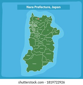 Nara Prefecture and Region Japan Map