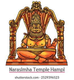 Narasimha Temple Hampi, Die Statue von Ugra Narasimha in Hampi, India Vector.