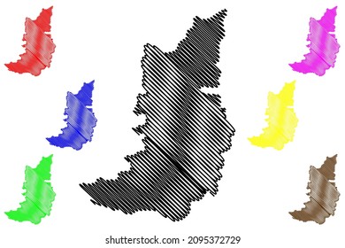 Narayanpet district (Telangana State, Republic of India) map vector illustration, scribble sketch Narayanpet map