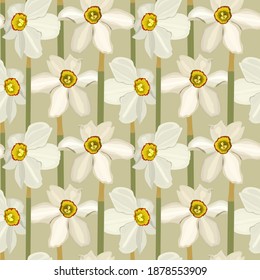 Narcis flowers seamless pattern. Vector stock illustration eps10.