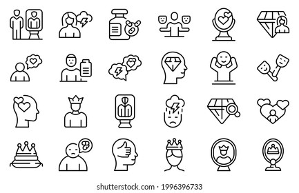Narcissism icon. Outline narcissism vector icon for web design isolated on white background
