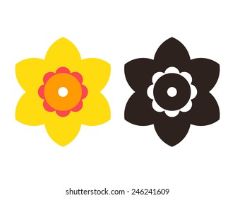 Narcissus - flower icon set  isolated on white background