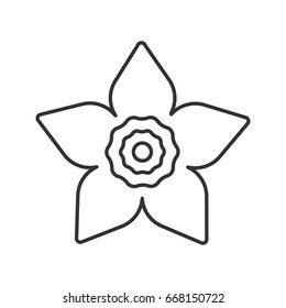 Narziss, quasi-Kopf-Linearsymbol. Blühende pflanzliche Dünnzeilengrafik.Symbol für die Blumenkontur im Garten. Vektor-einzelne Rahmenzeichnung