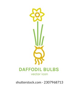 Narcissus poeticus. Outline element for logotype, symbol, insignia design. Botanical collection. Editable vector illustration isolated on a transparent background.