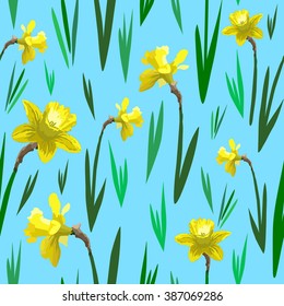  Narcissus seamless pattern, background. Texture, textile, backdrop, fabric
