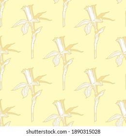 narcissus seamless pattern light yellow