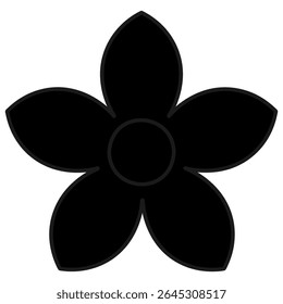 Narciso. Silhueta. Flor com cinco pétalas pontiagudas e núcleo. Ilustração vetorial. Fundo branco isolado. Estilo de desenho animado. Ideia para web design.