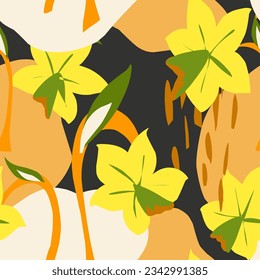 Narcissus are stylized. Floral pattern. Vector seamless pattern.