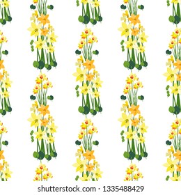 Narcissus. Vector. Flowers seamless pattern on isolated background.