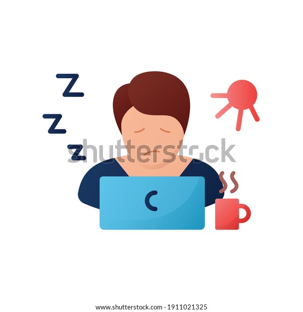 Narcolepsy flat\
icon. Sleep disorder. Healthy sleeping concept. Sleep problems\
treatment. Falling asleep in day time. Stress. Fatigue. Health\
care. Color isolated vector illustration\

