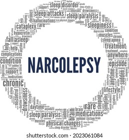 Narcolepsy vector illustration word cloud isolated on a white background.