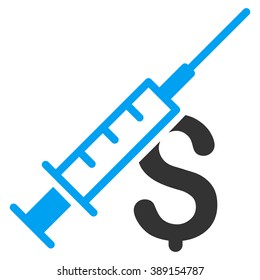 Narcotic Business vector icon. Style is bicolor flat symbol, blue and gray colors, white background.