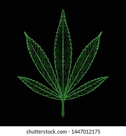 Narcotic cannabis leaf engraving vector illustration