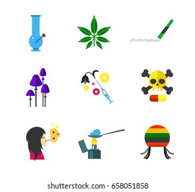 Narcotic concept icon set