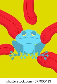 Narcotic frog. Acid Blue toad. Narcotic reptile. Tongue licking addict Psych frogs. Toxic mind-bending Toads for addicts
