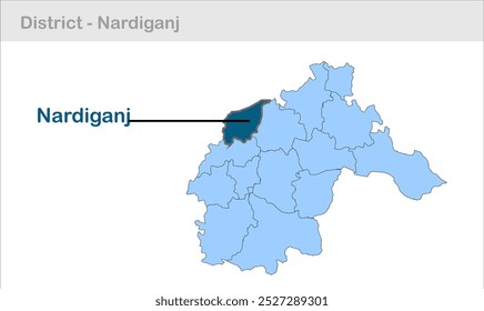 Mapa del subdistrito de Nardiganj, distrito de Nawada, estado de Bihar, República de la India, Gobierno de Bihar, territorio indio, India oriental, política, aldea, turismo