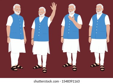 Narendra Modi - PM of India Vector Illustration