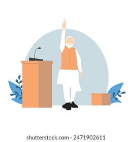 Narendra Modi Vector | Winning Election | Election Vection | Narendra Modi On stand for Speech 