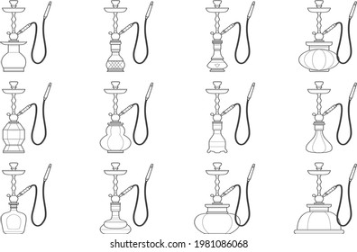 Nargile and hookah bottle collection vector