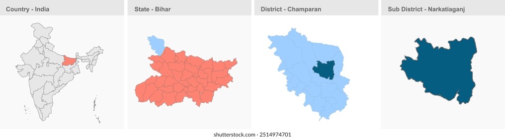 Narkatiaganj map, Champaran District, Bihar State, Republic of India, Government of Bihar, Indian territory, Eastern India, politics, village, tourism