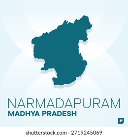 Mapa de la división administrativa de NARMADAPURAM, Madhya Pradesh, India - Esquema de Vector editable.