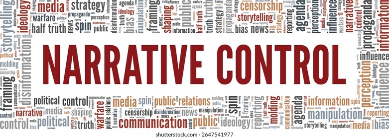 Controle Narrativo palavra nuvem conceitual design isolado no fundo branco.