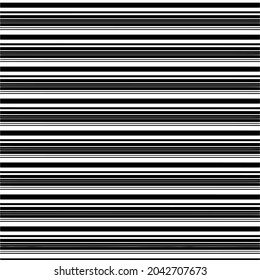 Narrow black-white horizontal lines. Striped seamless pattern, abstract wallpaper. Vector Illustration.
