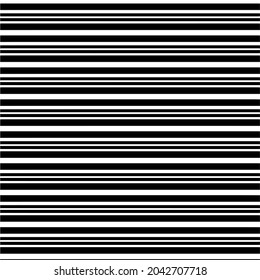 Schmale, schwarz-weiße horizontale Linien. Striptes nahtloses Muster, abstrakte Tapete. Vektorgrafik.