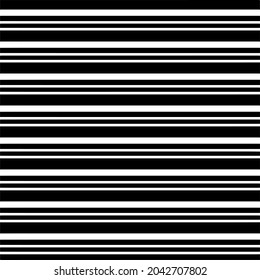 Narrow black-white horizontal lines. Striped seamless pattern, abstract wallpaper. Vector Illustration.