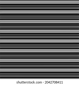 Narrow black-white horizontal lines. Striped seamless pattern, abstract wallpaper. Vector Illustration.