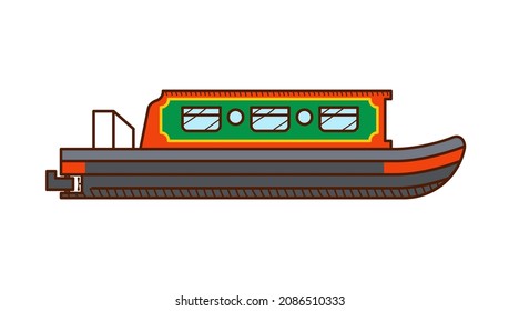 Narrow Boat icon. Narrow Boat side view isolated on white background. 