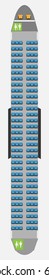 Narrow body Aircraft Seat Map with restroom Vector illustration 