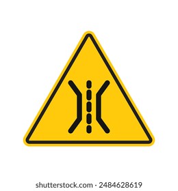 Narrow bridge ahead icon Black line art vector
