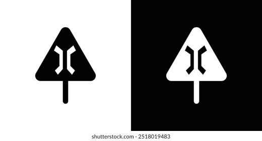 Narrow bridge ahead icon Flat fill set collection